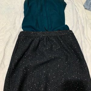 LOFT black and metalic silver skirt
